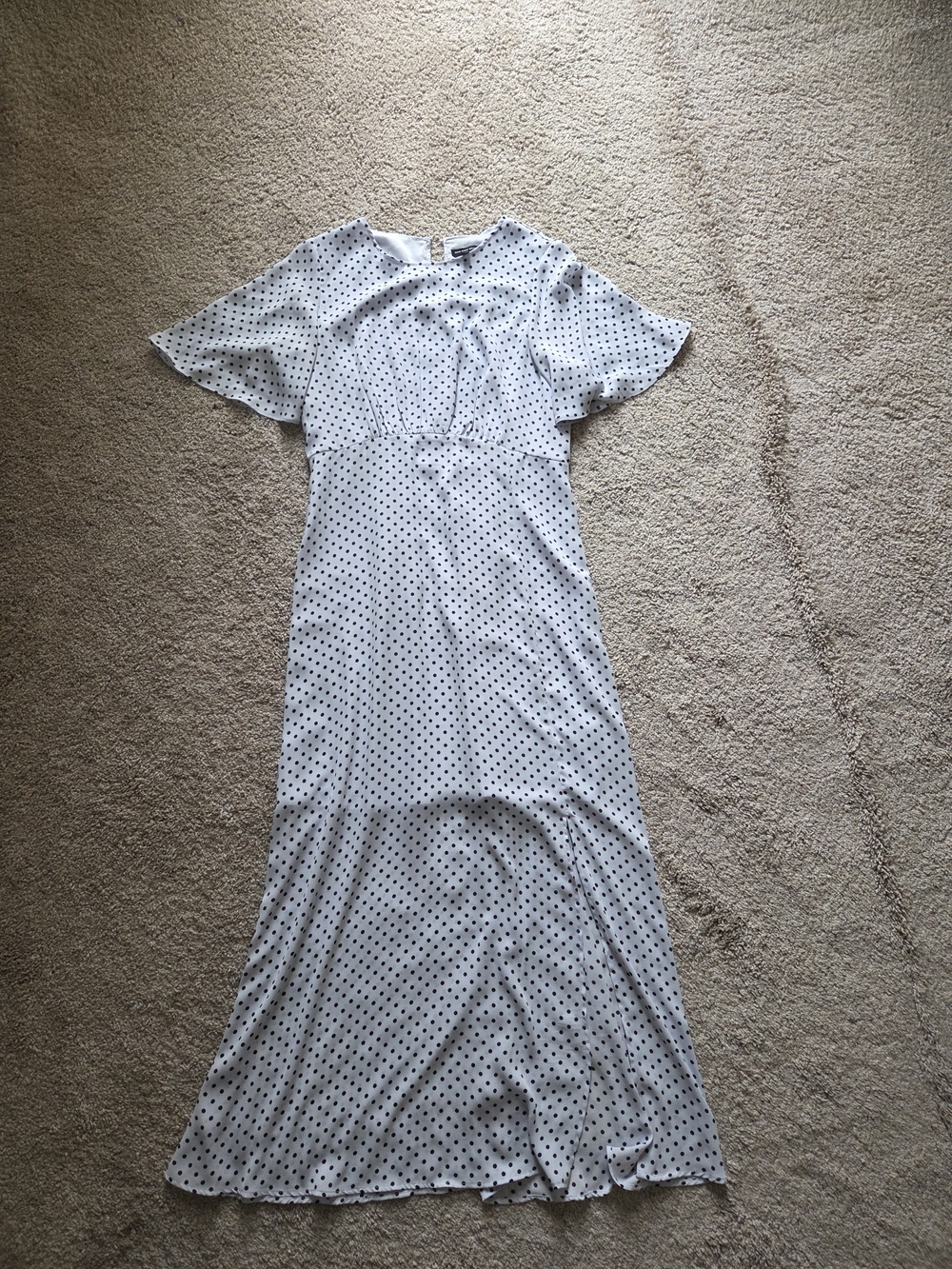 Light Blue Polka Dot Maxi Dress with Flutter Sleeves